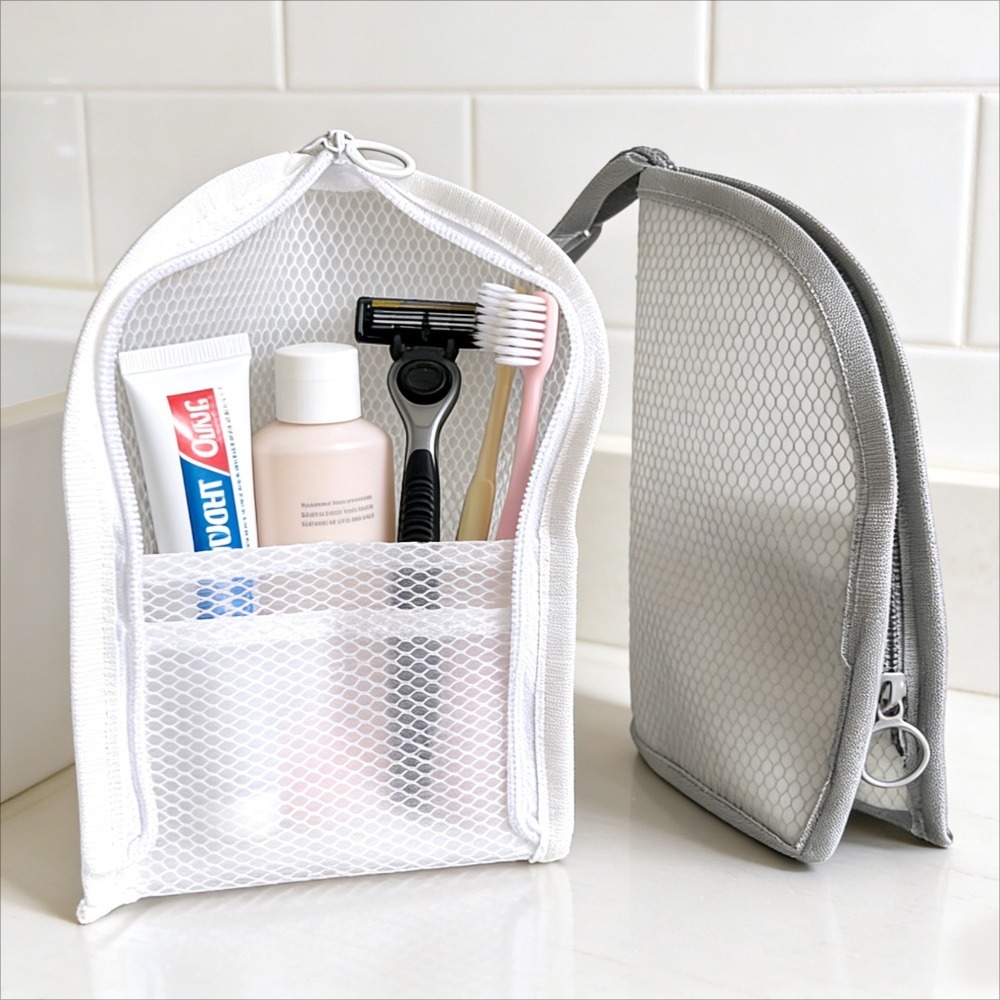 Phone Accessories For Travel - Mesh Toiletry Bag Breathable Quick Dry